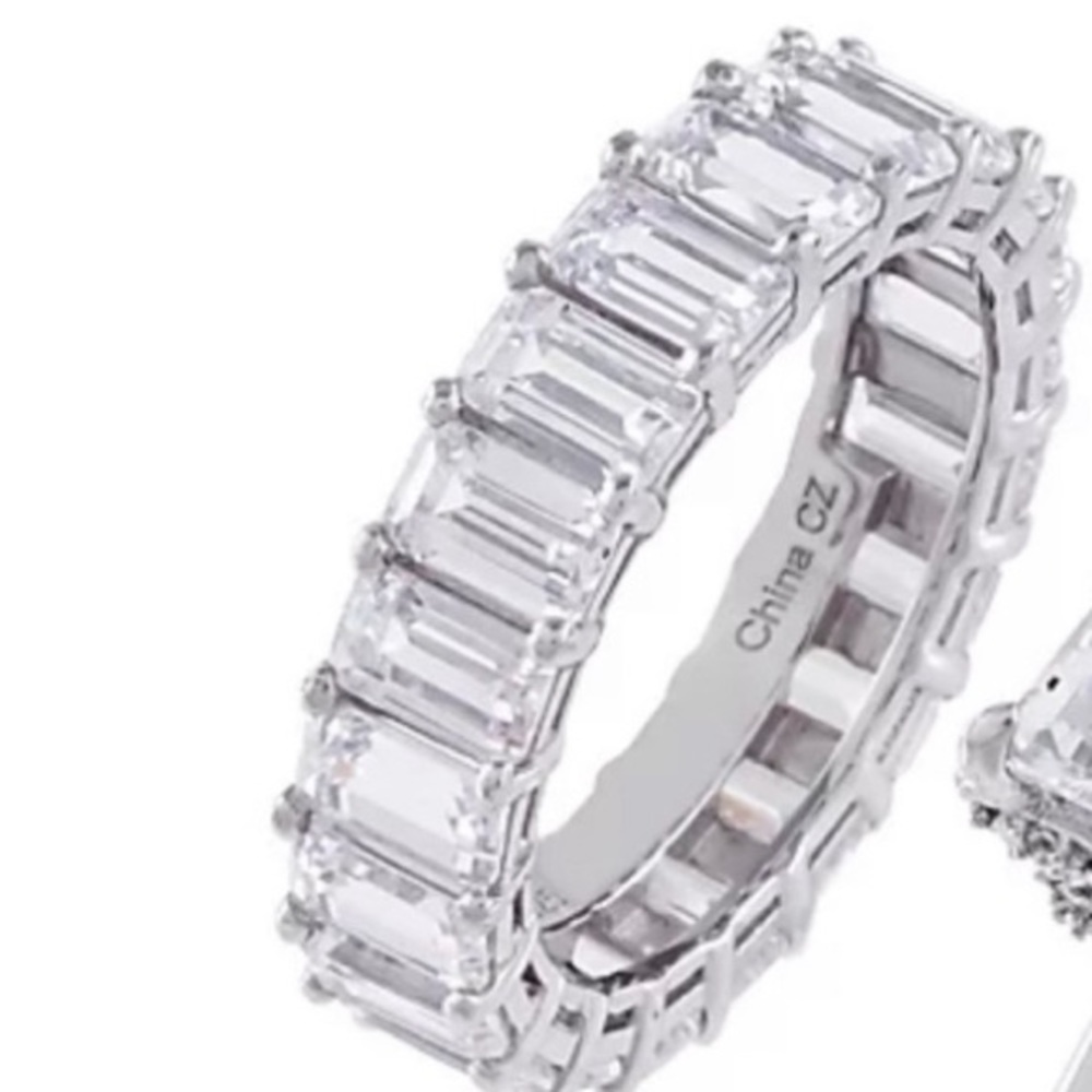 Diamonique Emerald bridal band